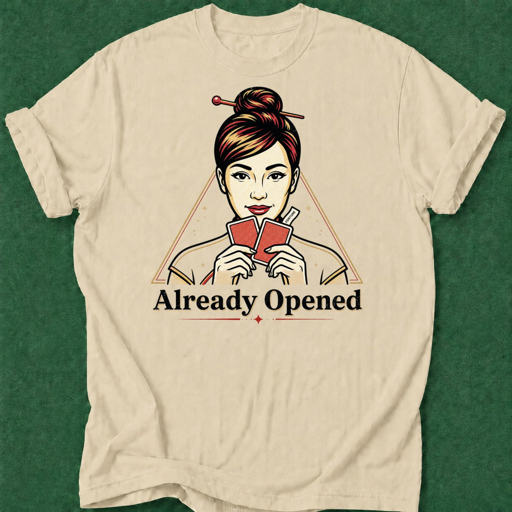 Dead Read Already Opened T-Shirt poker t-shirt design, female poker player, woman poker, Chinese poker, fortune apparel