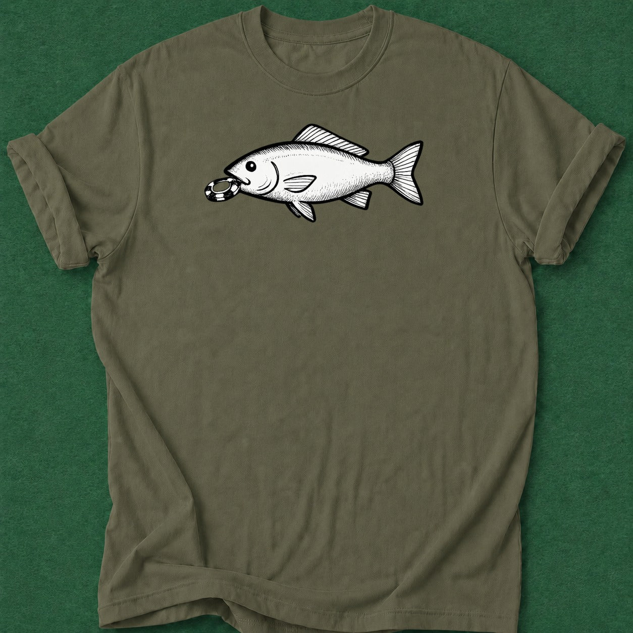 Dead Read Bait Fish poker t-shirt design, vegas trip, dry humor tee, hold em, table talk apparel
