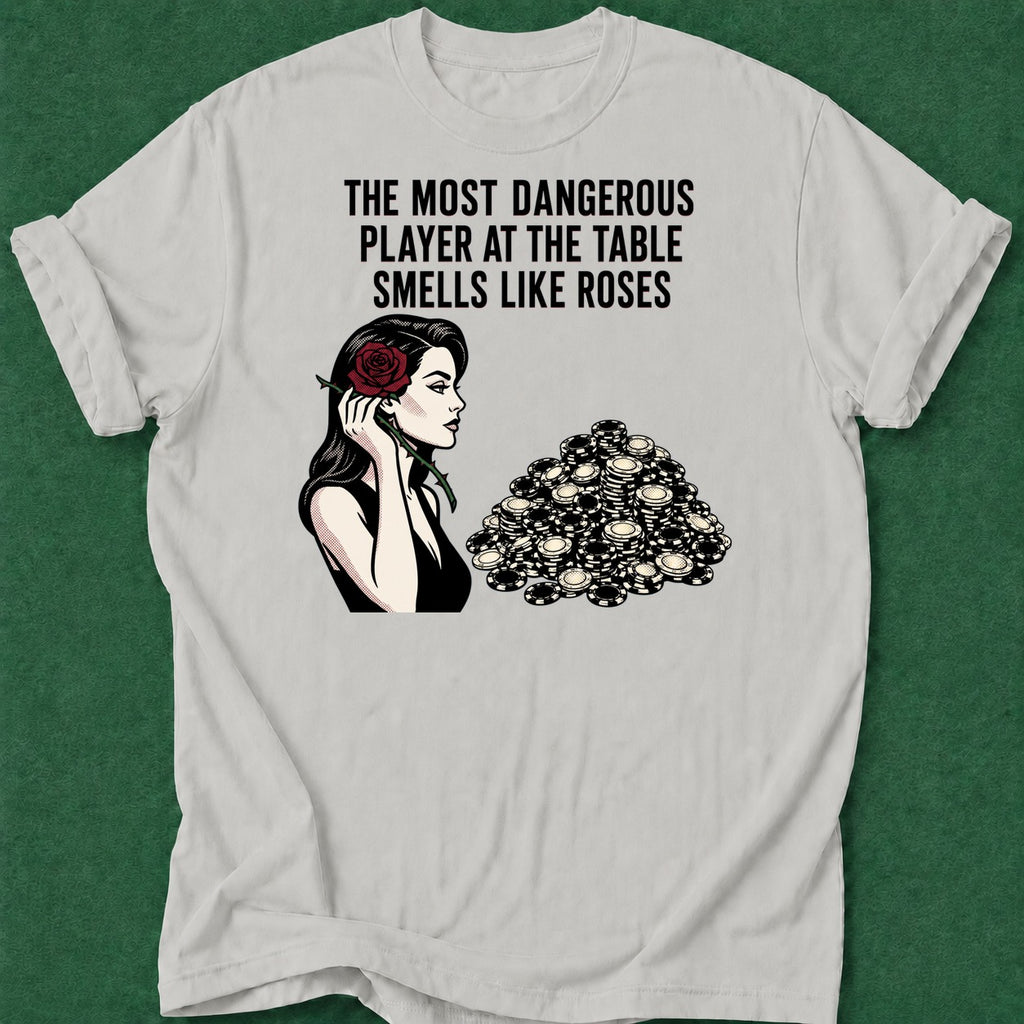 Dead Read Dangerous Roses T-Shirt poker t-shirt design, GTO, range, poker humor, river card apparel