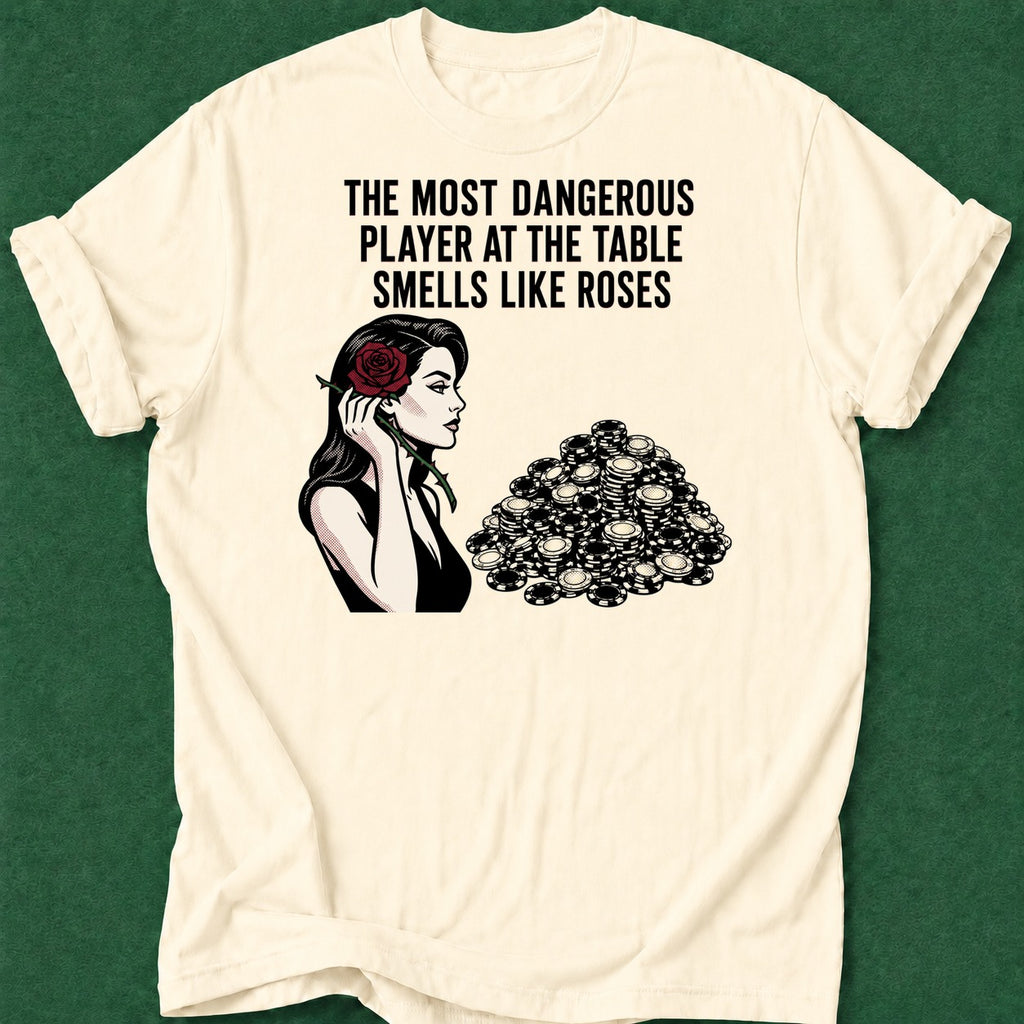 Dead Read Dangerous Roses T-Shirt poker t-shirt design, GTO, range, poker humor, river card apparel