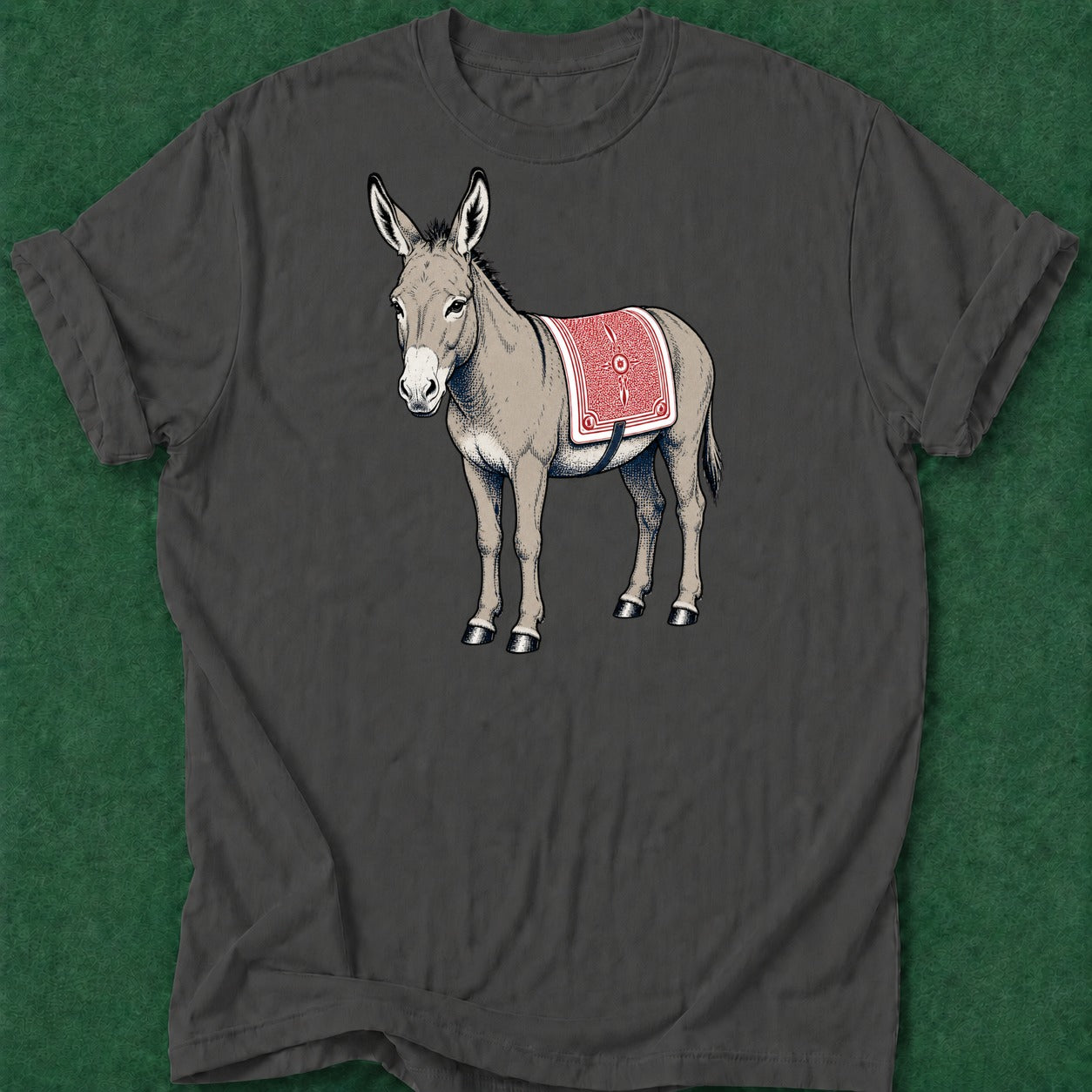 Dead Read Donkey Card Saddle poker t-shirt design, female poker player, hold em, poker night, poker intuition apparel