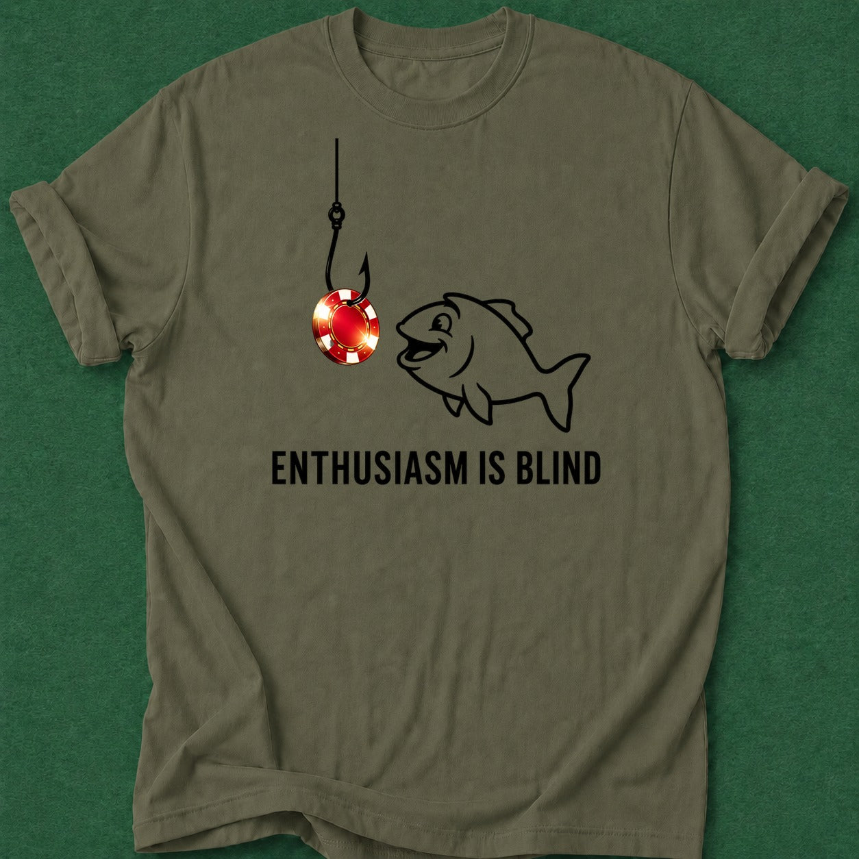 Dead Read Enthusiasm is Blind T-Shirt poker t-shirt design, range, cash game, casino night, chip stack apparel