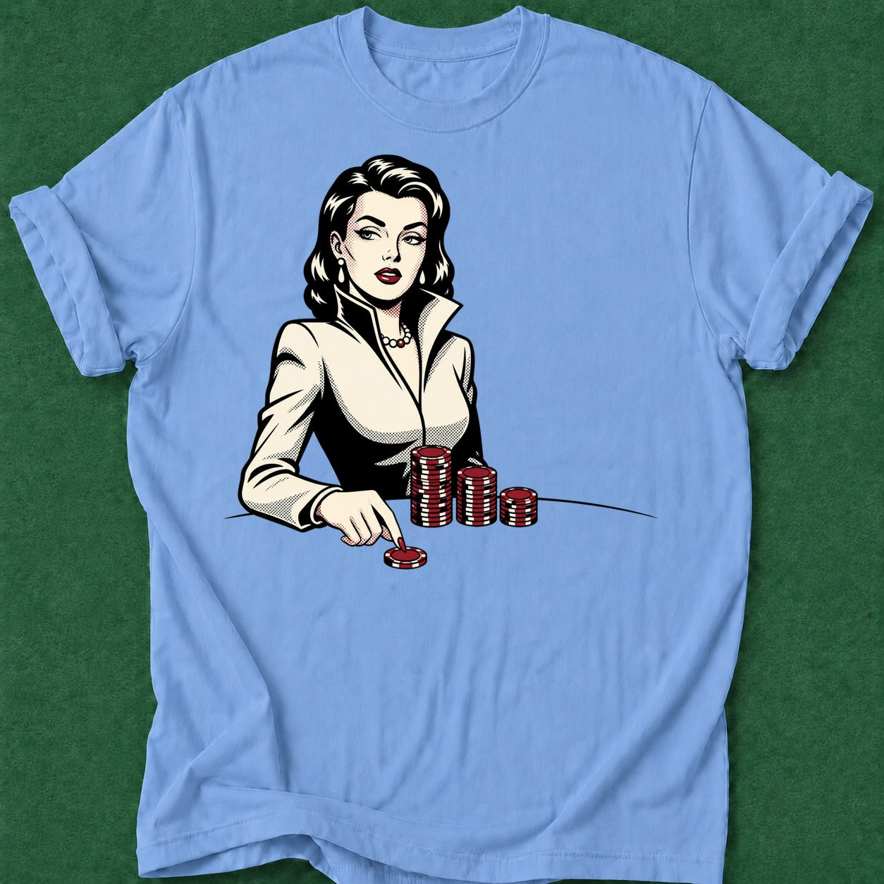 Dead Read Femme Fatale T-Shirt poker t-shirt design, casino night, bluff read, GTO, card shark apparel