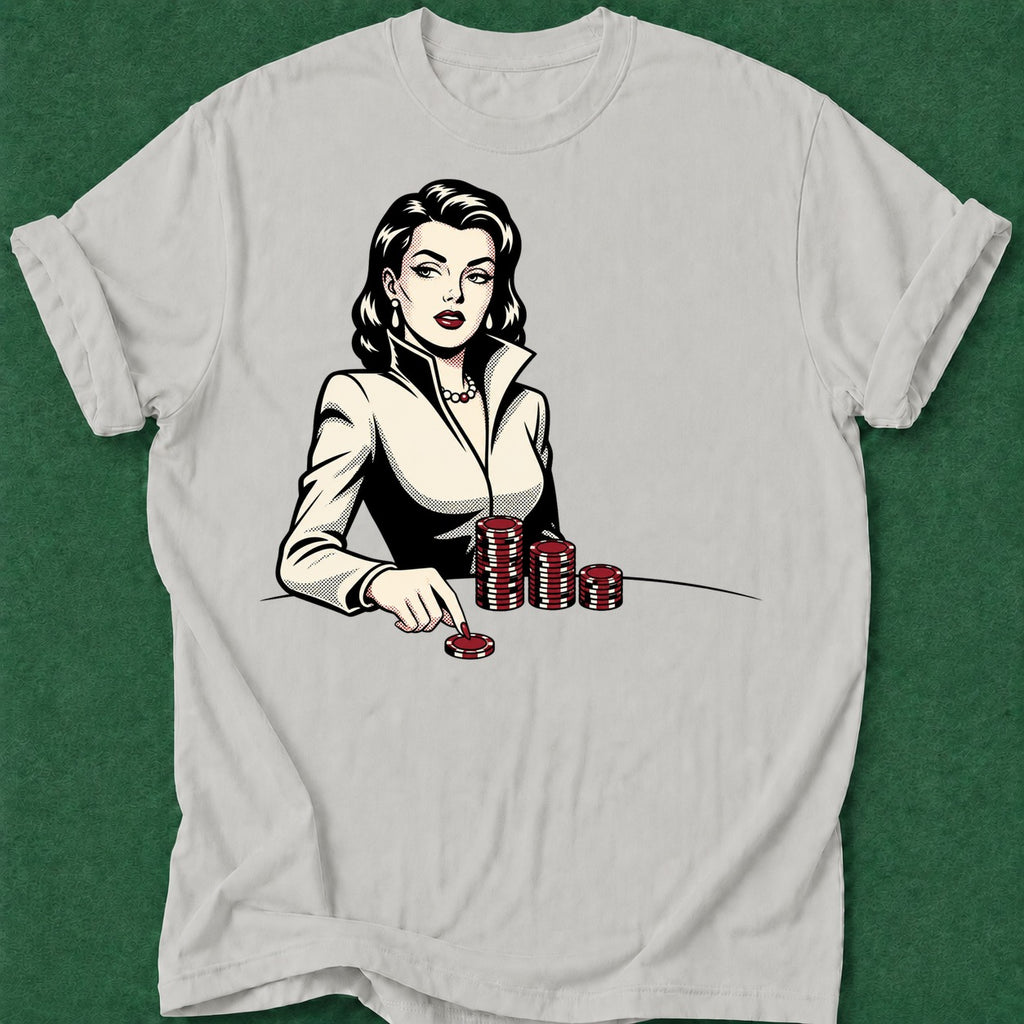 Dead Read Femme Fatale T-Shirt poker t-shirt design, casino night, bluff read, GTO, card shark apparel