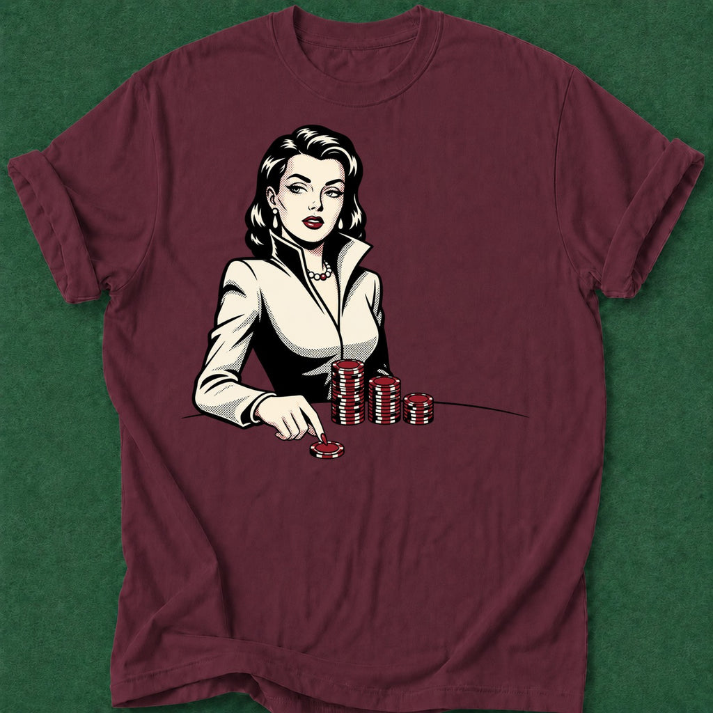 Dead Read Femme Fatale T-Shirt poker t-shirt design, casino night, bluff read, GTO, card shark apparel