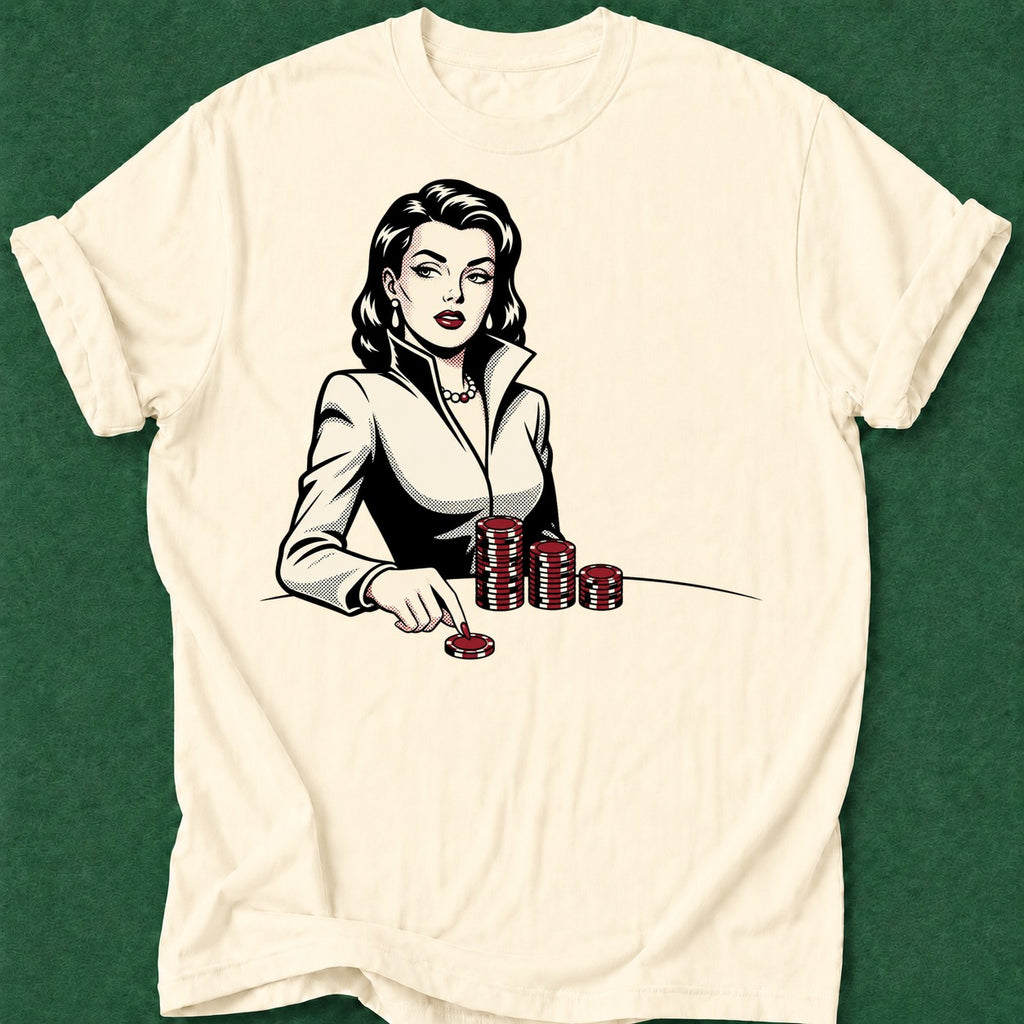 Dead Read Femme Fatale T-Shirt poker t-shirt design, casino night, bluff read, GTO, card shark apparel