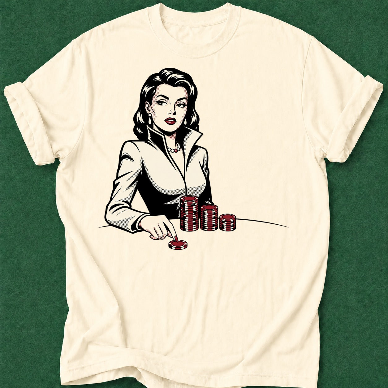 Dead Read Femme Fatale T-Shirt poker t-shirt design, casino night, bluff read, GTO, card shark apparel