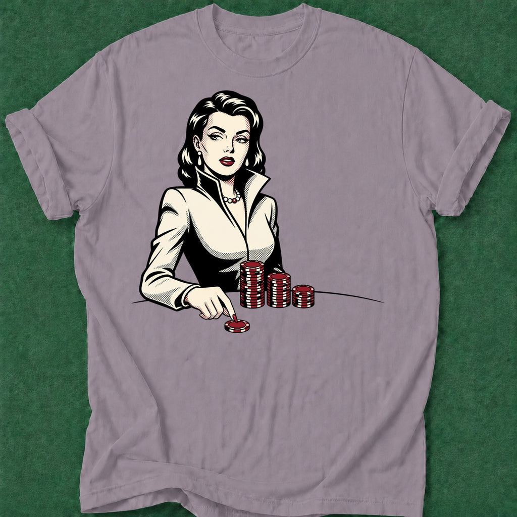 Dead Read Femme Fatale T-Shirt poker t-shirt design, casino night, bluff read, GTO, card shark apparel