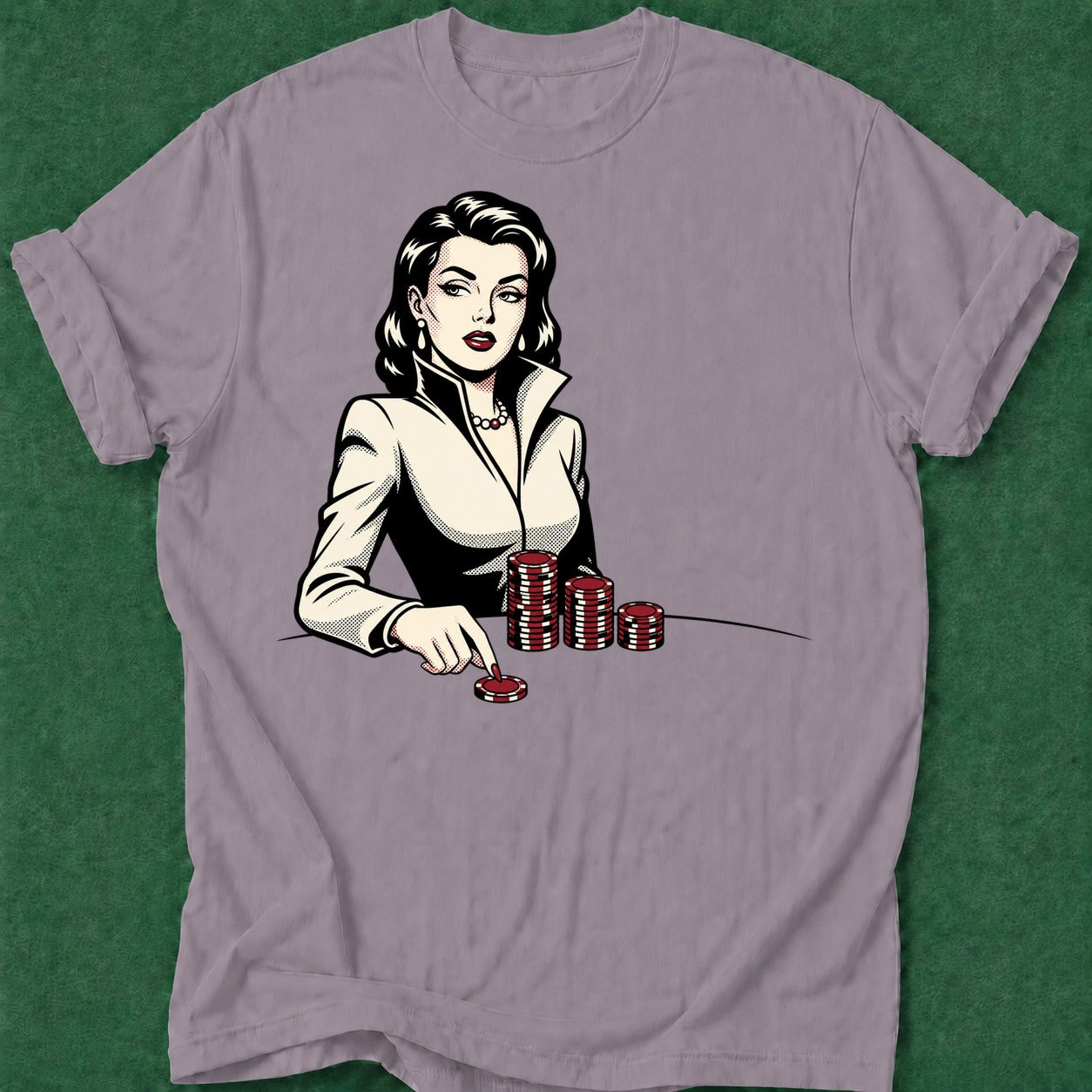 Dead Read Femme Fatale T-Shirt poker t-shirt design, casino night, bluff read, GTO, card shark apparel