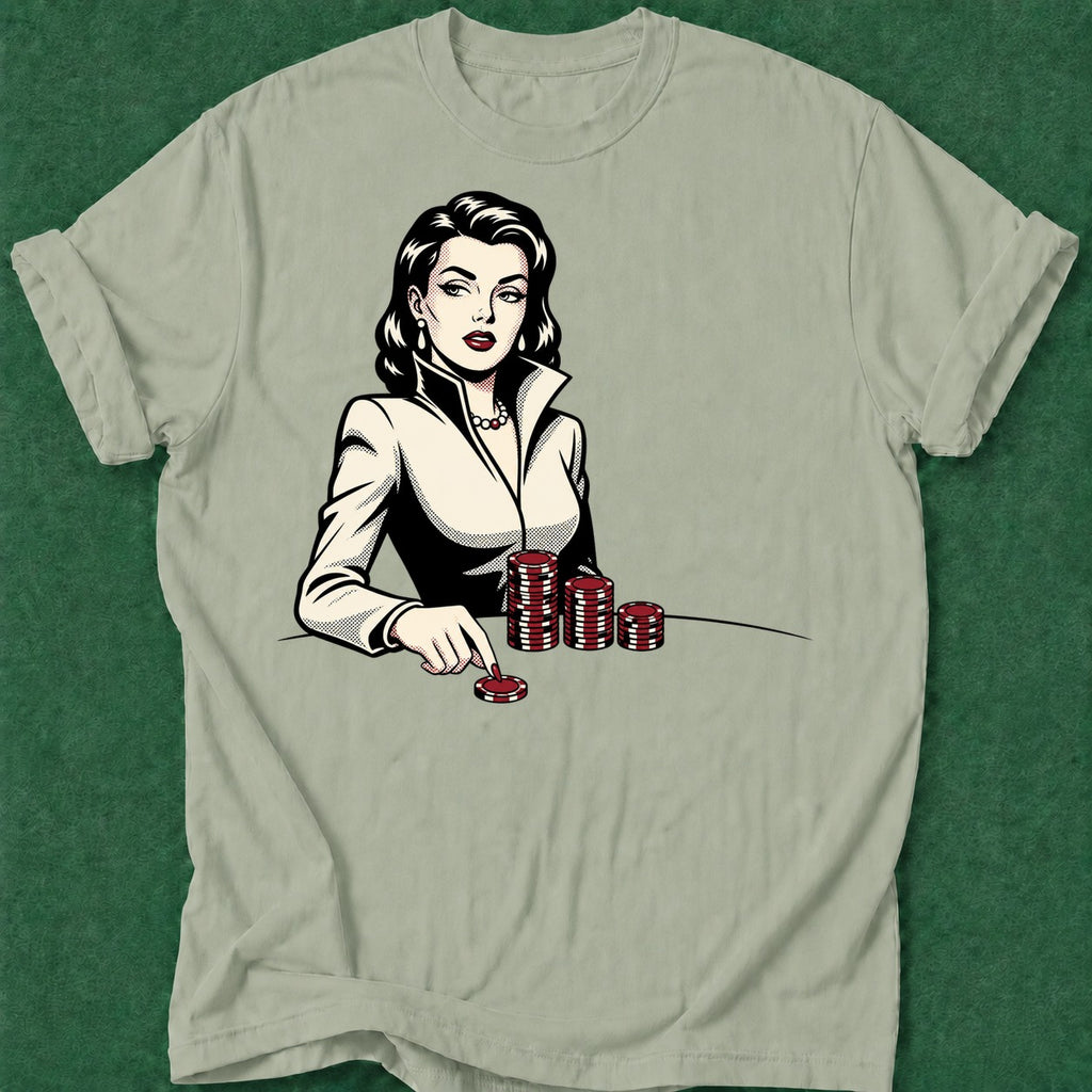 Dead Read Femme Fatale T-Shirt poker t-shirt design, casino night, bluff read, GTO, card shark apparel