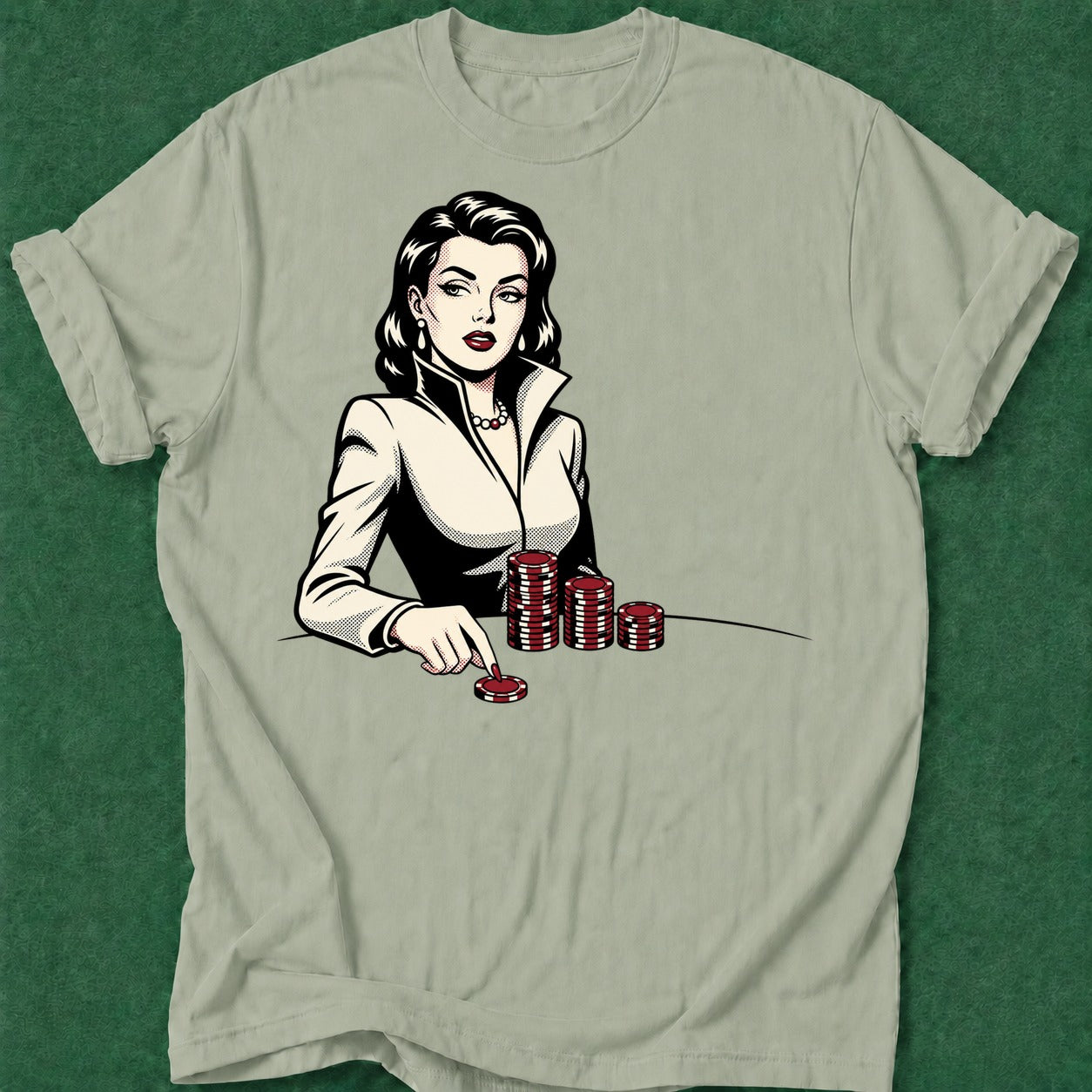 Dead Read Femme Fatale T-Shirt poker t-shirt design, casino night, bluff read, GTO, card shark apparel