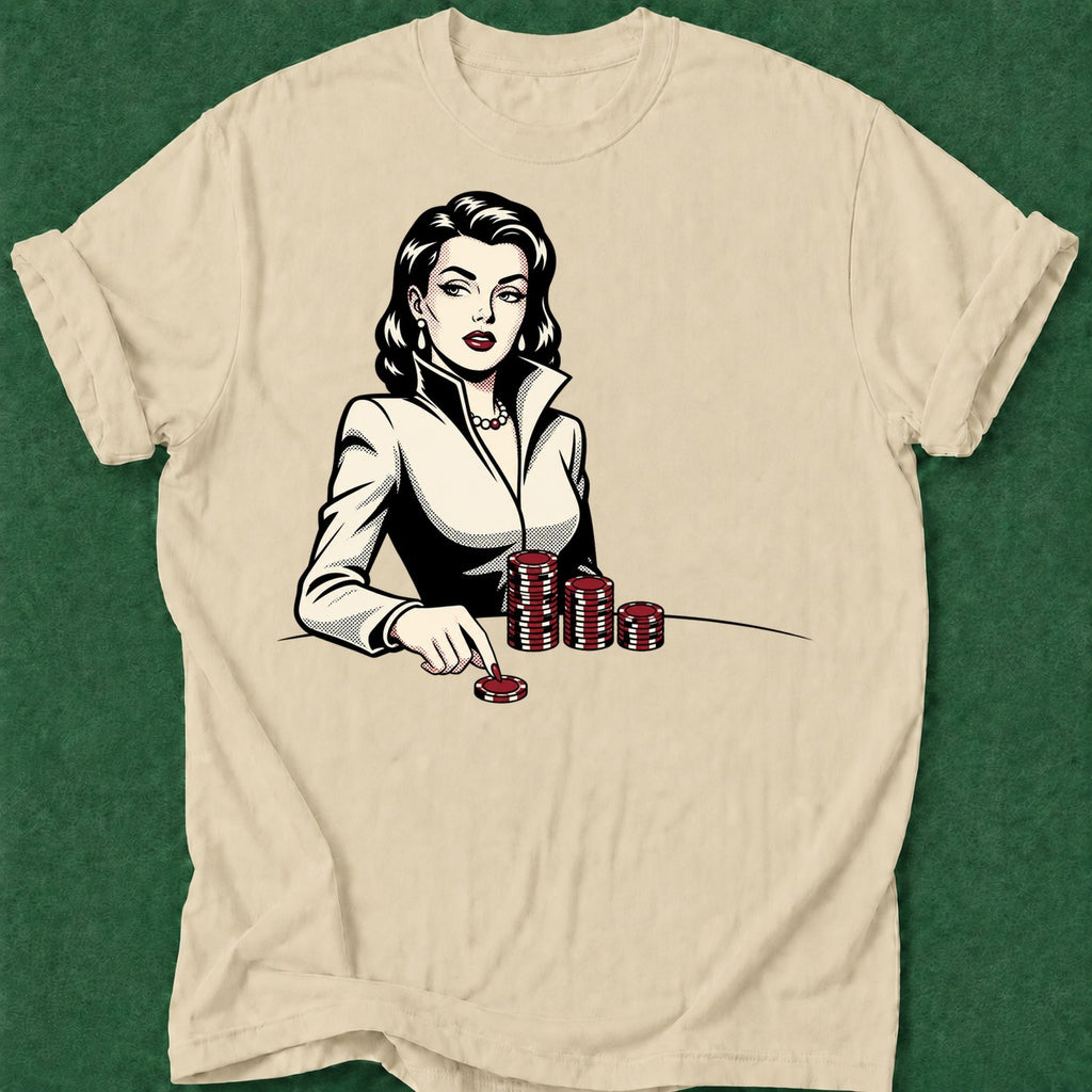 Dead Read Femme Fatale T-Shirt poker t-shirt design, casino night, bluff read, GTO, card shark apparel