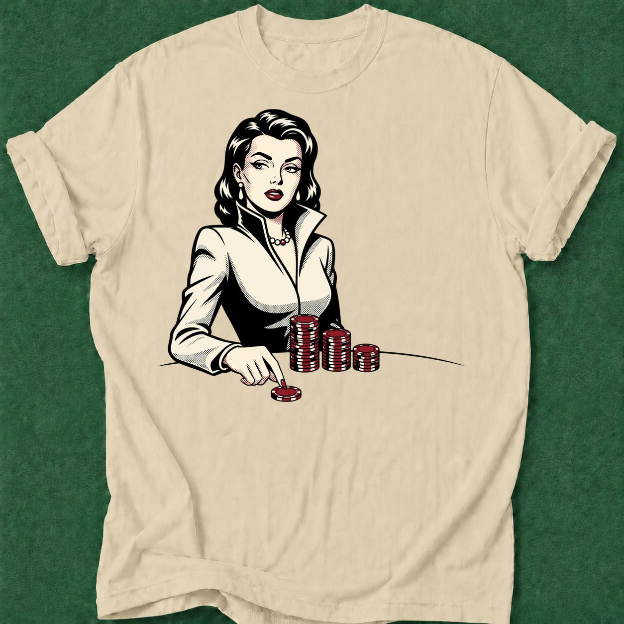 Dead Read Femme Fatale T-Shirt poker t-shirt design, casino night, bluff read, GTO, card shark apparel