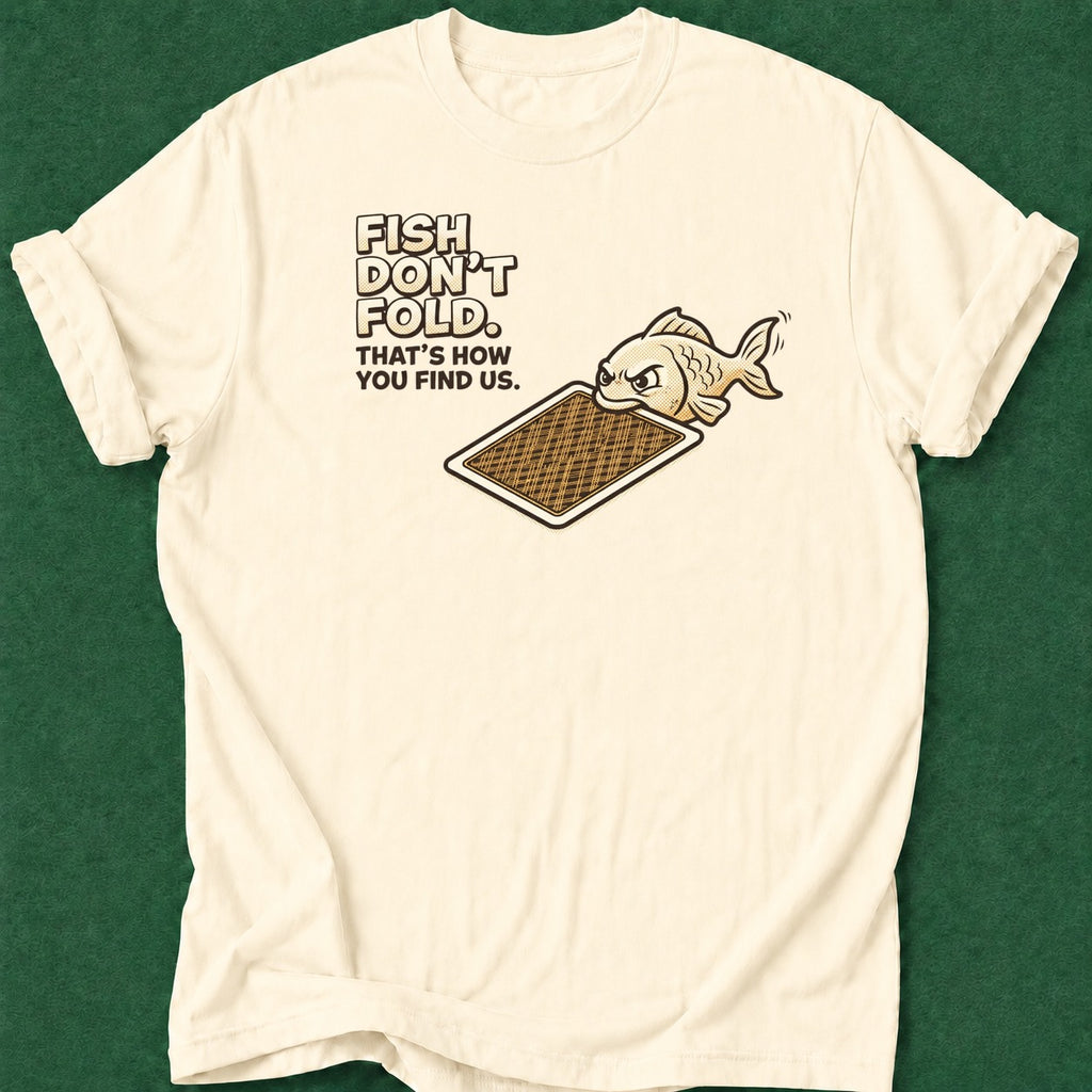 Dead Read Fish Don't Fold T-Shirt poker t-shirt design, poker gift, chip stack, GTO, poker humor apparel