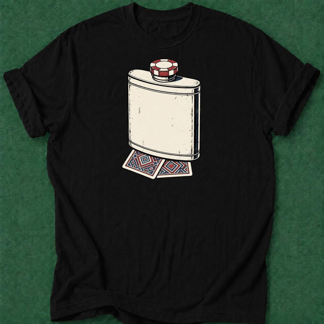 Dead Read Flask Cards T-Shirt poker t-shirt design, cash game, woman poker, home game, card shark apparel