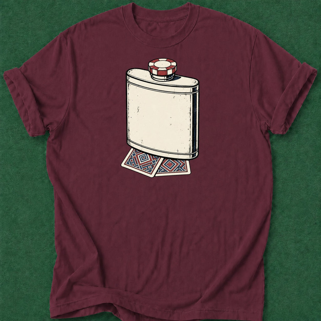 Dead Read Flask Cards T-Shirt poker t-shirt design, cash game, woman poker, home game, card shark apparel
