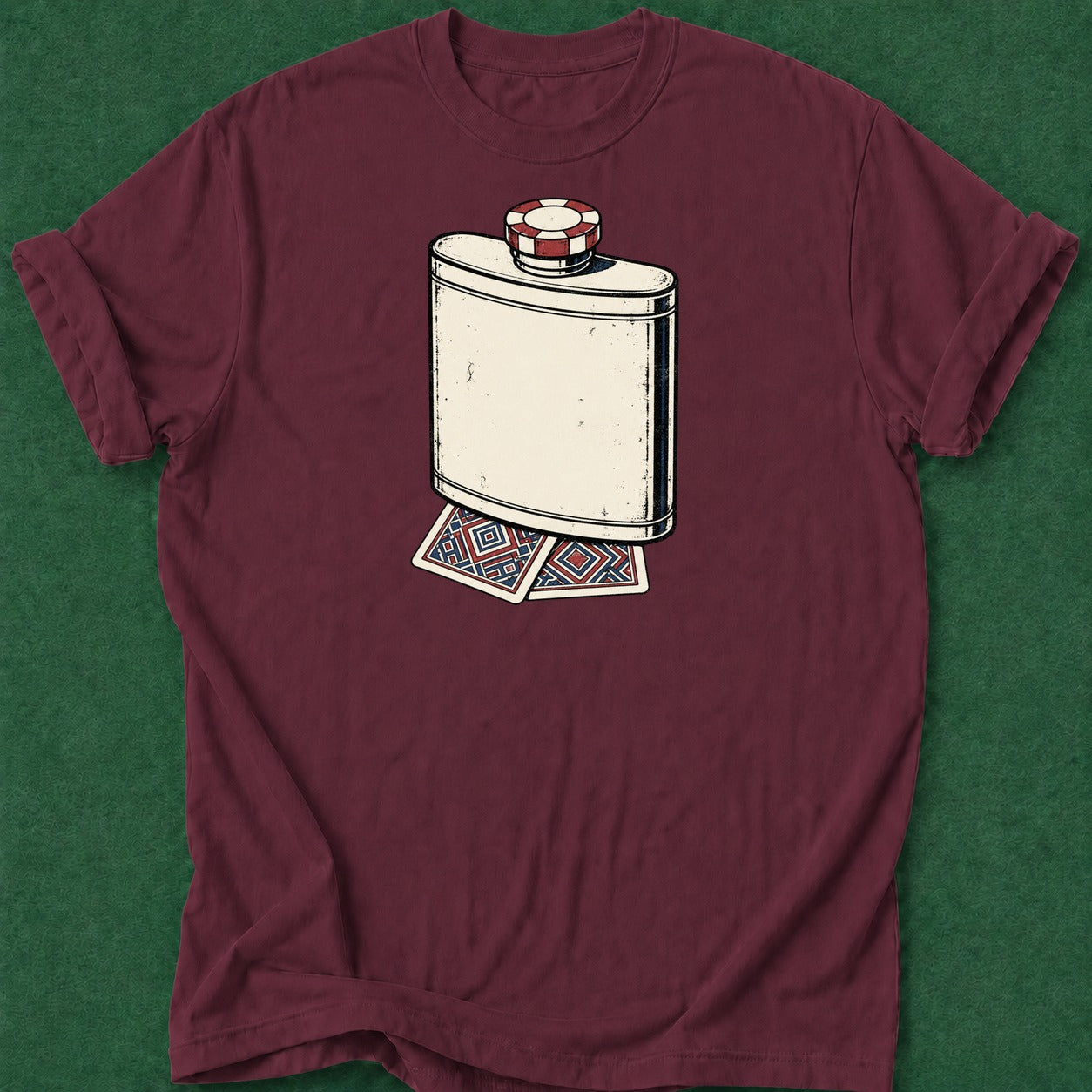Dead Read Flask Cards T-Shirt poker t-shirt design, cash game, woman poker, home game, card shark apparel