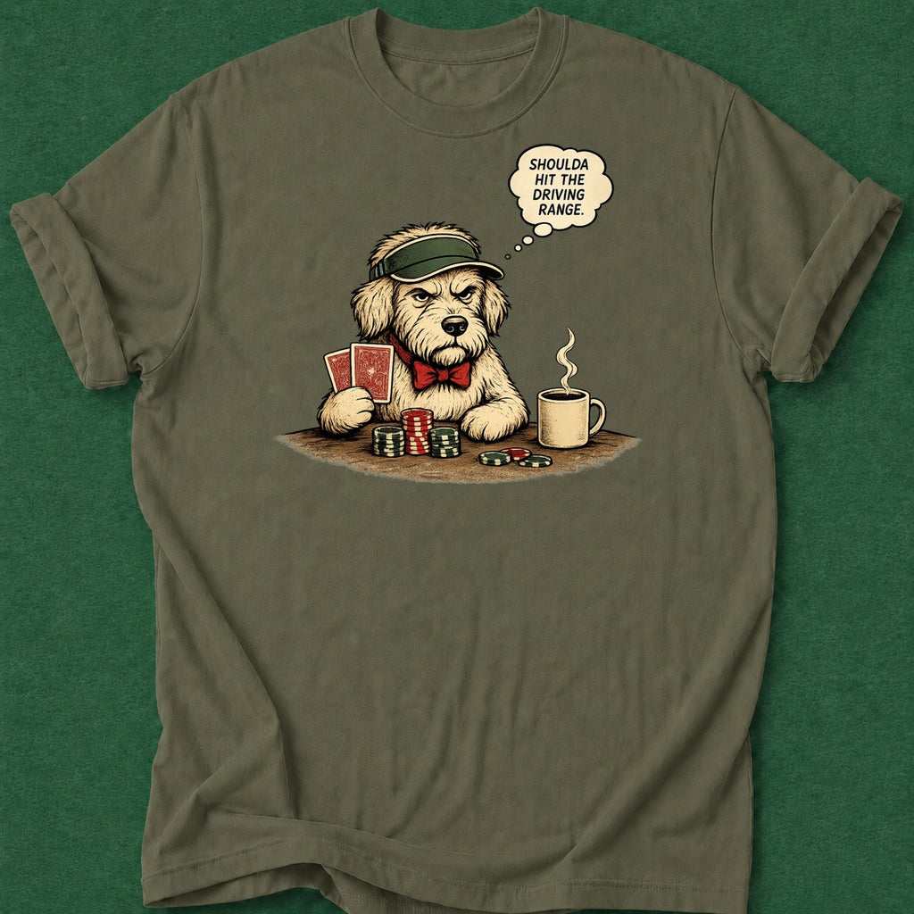 Dead Read Golf Doggy Regret T-Shirt poker t-shirt design, chip stack, casino night, dry humor tee, poker gift apparel