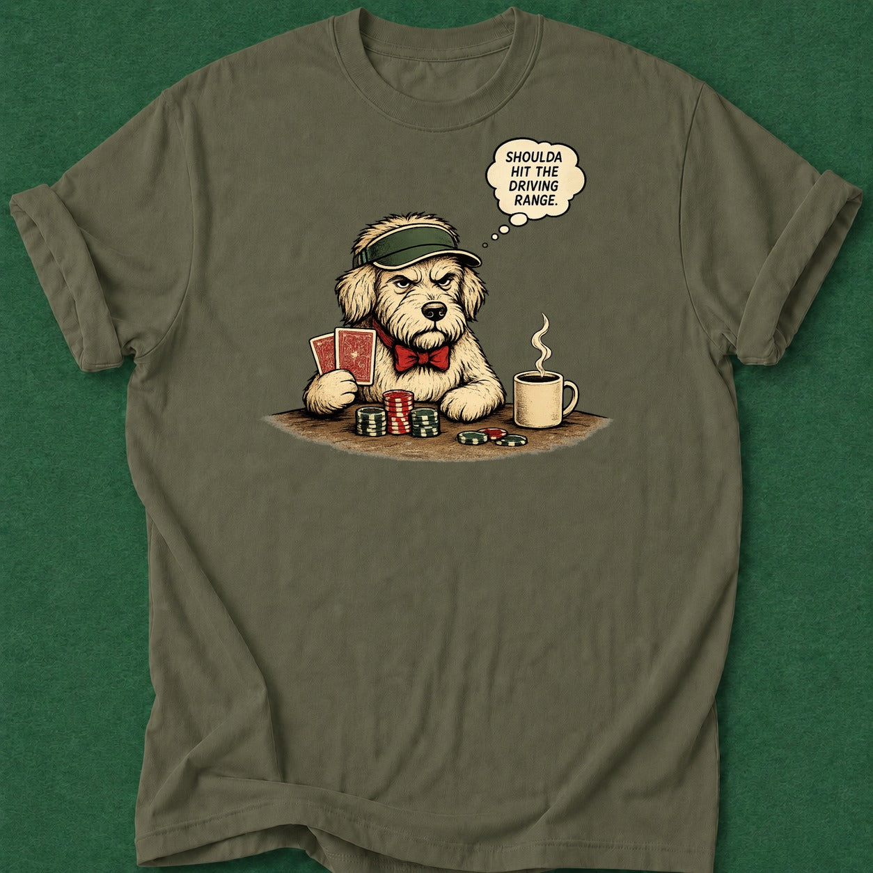 Dead Read Golf Doggy Regret T-Shirt poker t-shirt design, chip stack, casino night, dry humor tee, poker gift apparel