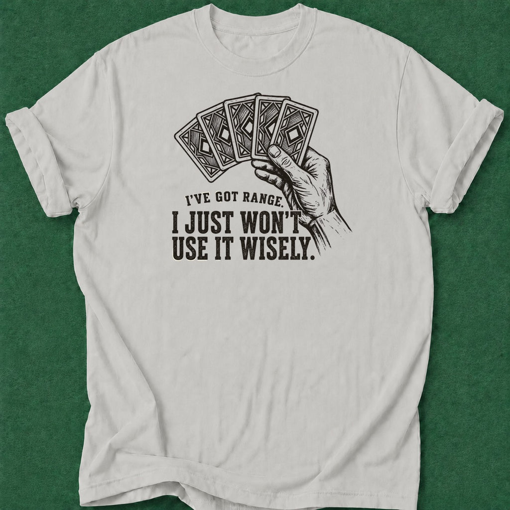 Dead Read Got Range T-Shirt poker t-shirt design, high stakes, bluff read, gift for gambler, card shark apparel
