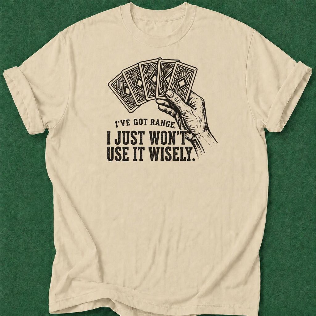 Dead Read Got Range T-Shirt poker t-shirt design, high stakes, bluff read, gift for gambler, card shark apparel