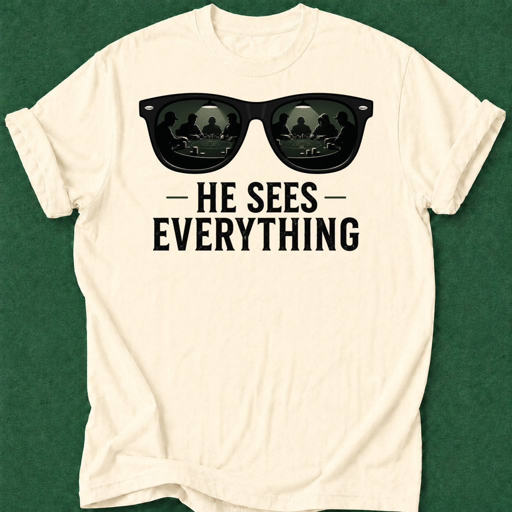 Dead Read He Sees Everything T-Shirt poker t-shirt design, grinder, GTO, poker humor, card shark apparel