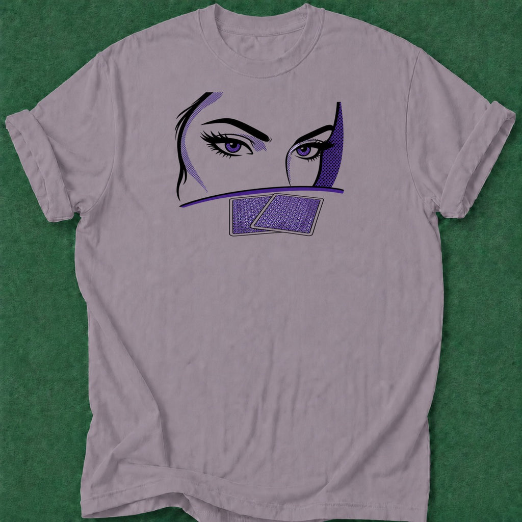 Dead Read Her Poker Face poker t-shirt design, dry humor tee, woman poker, high stakes, tournament poker apparel