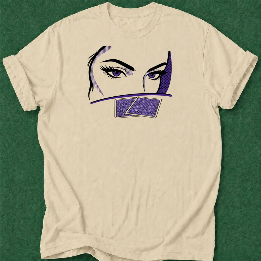 Dead Read Her Poker Face poker t-shirt design, dry humor tee, woman poker, high stakes, tournament poker apparel