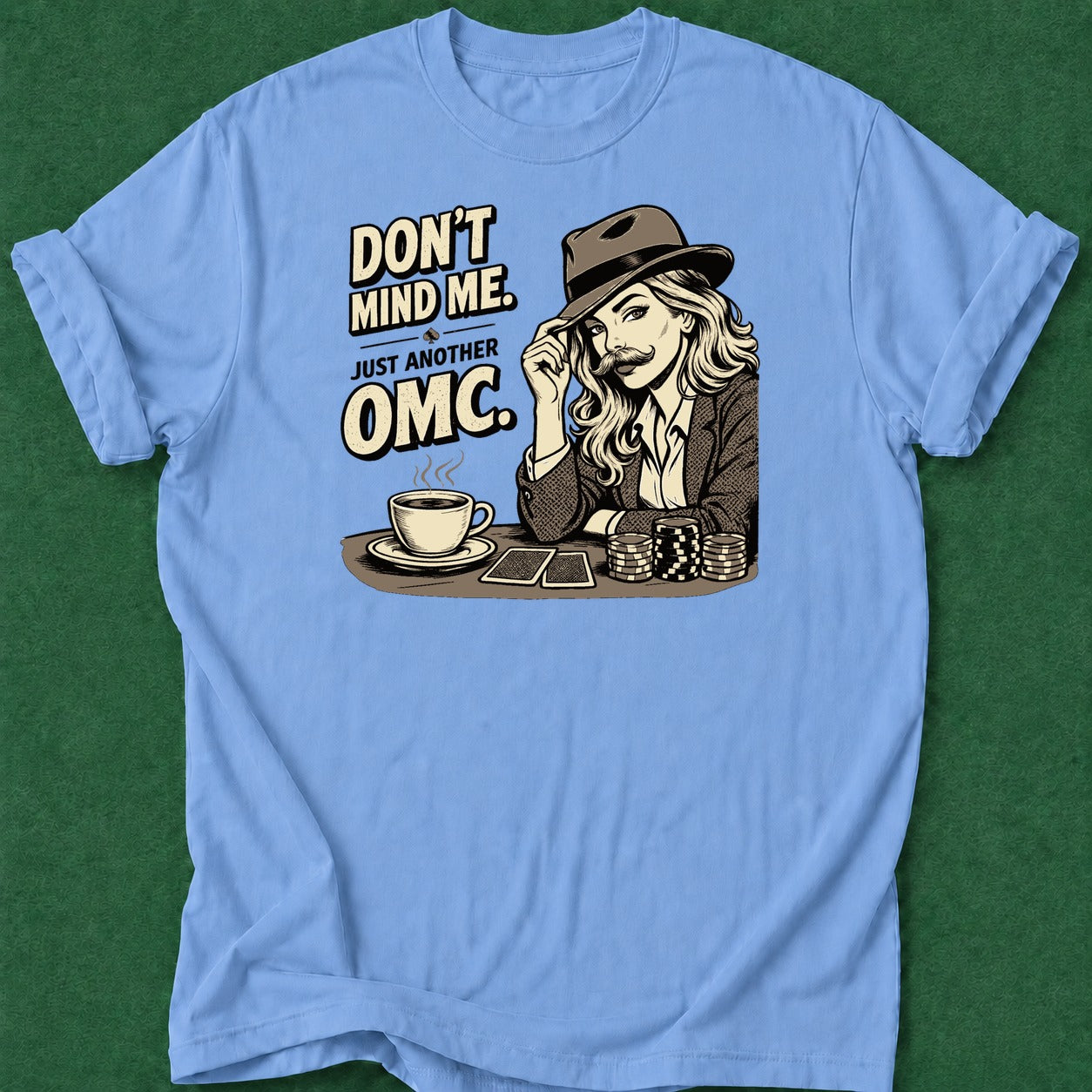Dead Read Lady OMC B&W T-Shirt poker t-shirt design, tournament poker, dry humor tee, fortune, GTO apparel