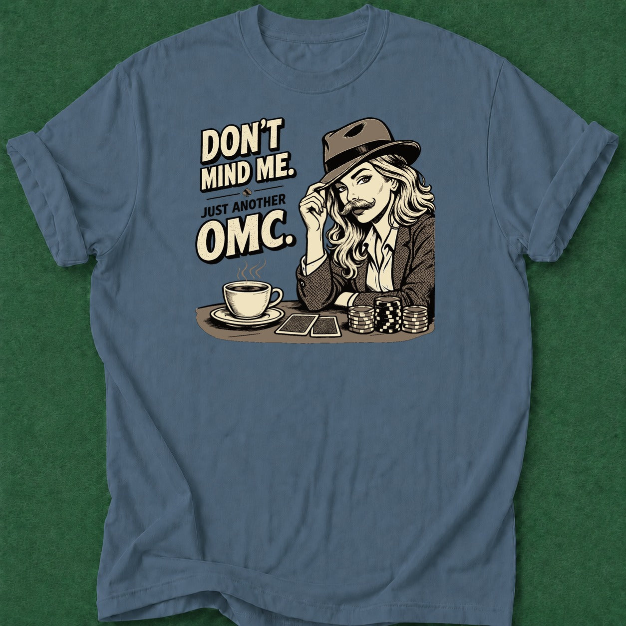 Dead Read Lady OMC B&W T-Shirt poker t-shirt design, tournament poker, dry humor tee, fortune, GTO apparel