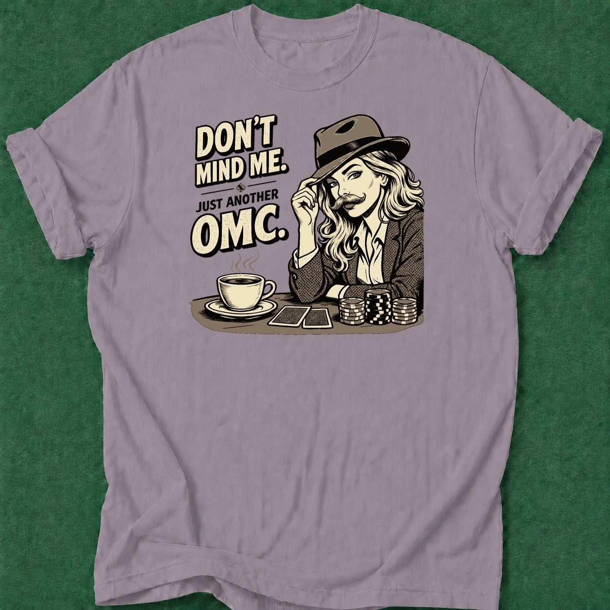 Dead Read Lady OMC B&W T-Shirt poker t-shirt design, tournament poker, dry humor tee, fortune, GTO apparel