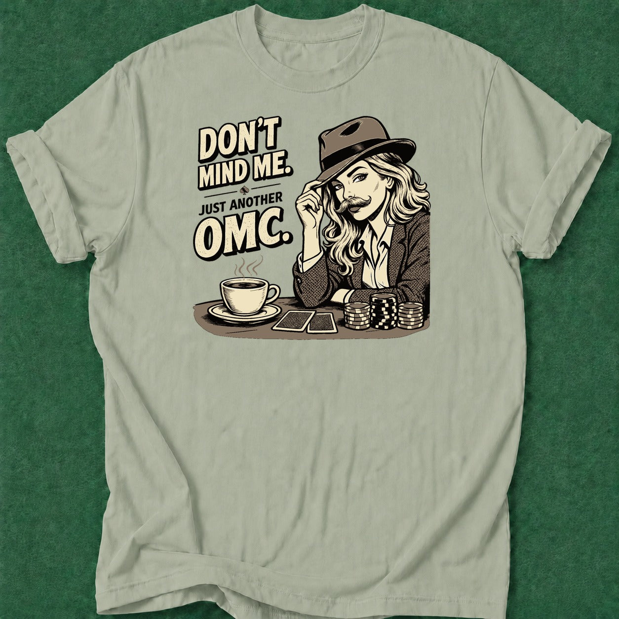 Dead Read Lady OMC B&W T-Shirt poker t-shirt design, tournament poker, dry humor tee, fortune, GTO apparel