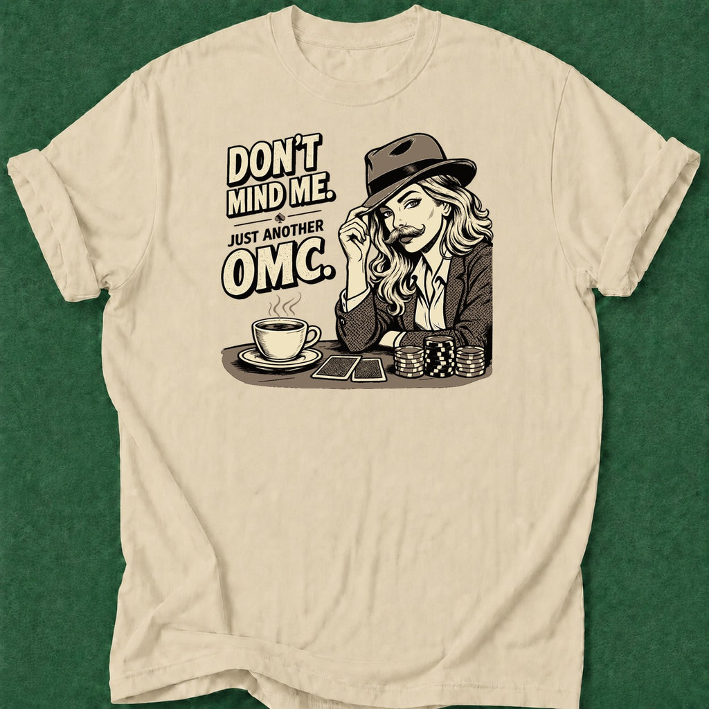Dead Read Lady OMC B&W T-Shirt poker t-shirt design, tournament poker, dry humor tee, fortune, GTO apparel