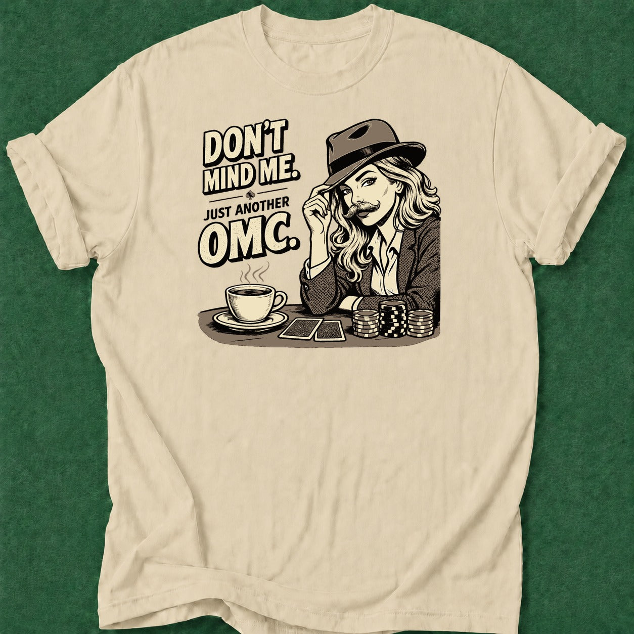 Dead Read Lady OMC B&W T-Shirt poker t-shirt design, tournament poker, dry humor tee, fortune, GTO apparel