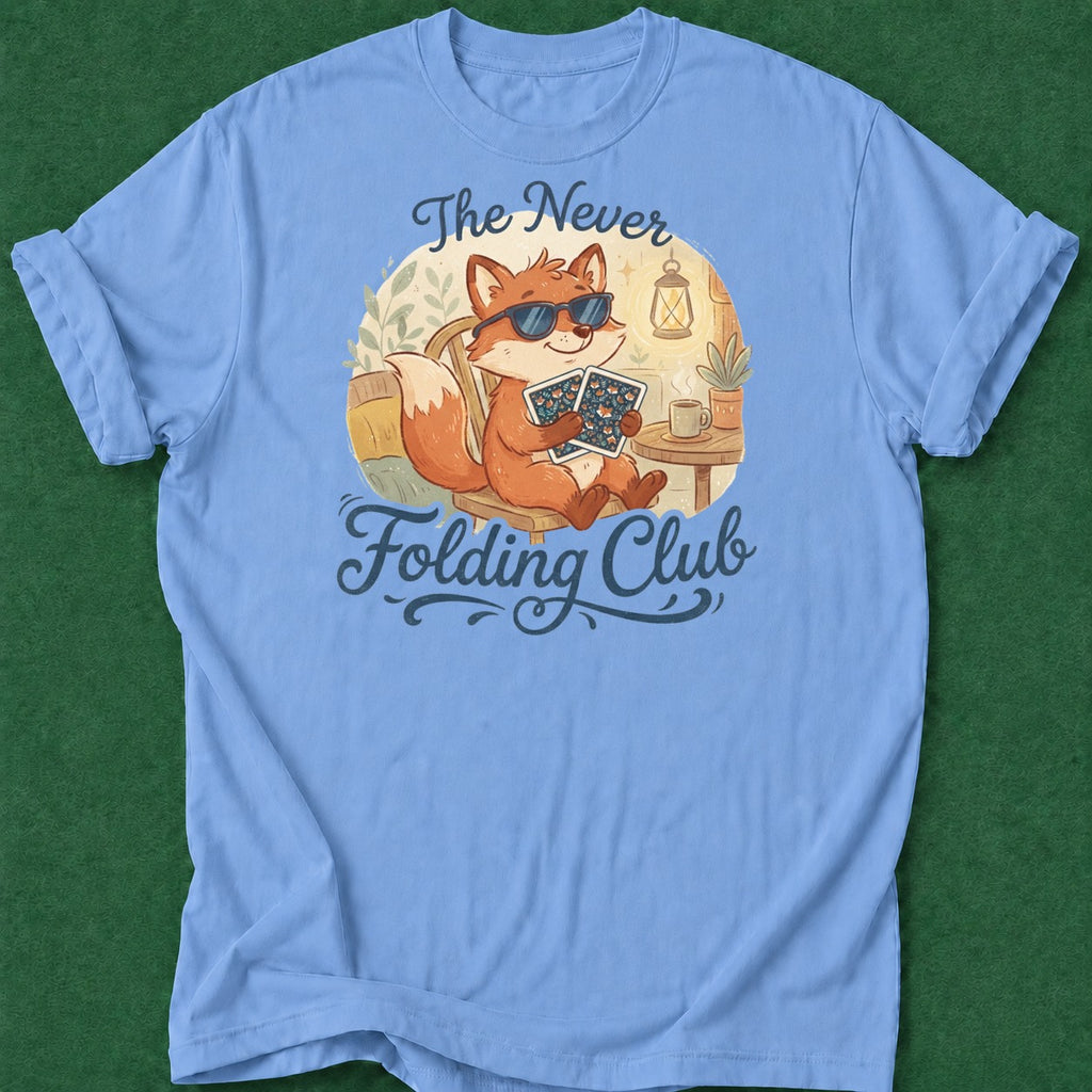 Dead Read Never Folding T-Shirt poker t-shirt design, bluff read, high stakes, GTO, female poker player apparel