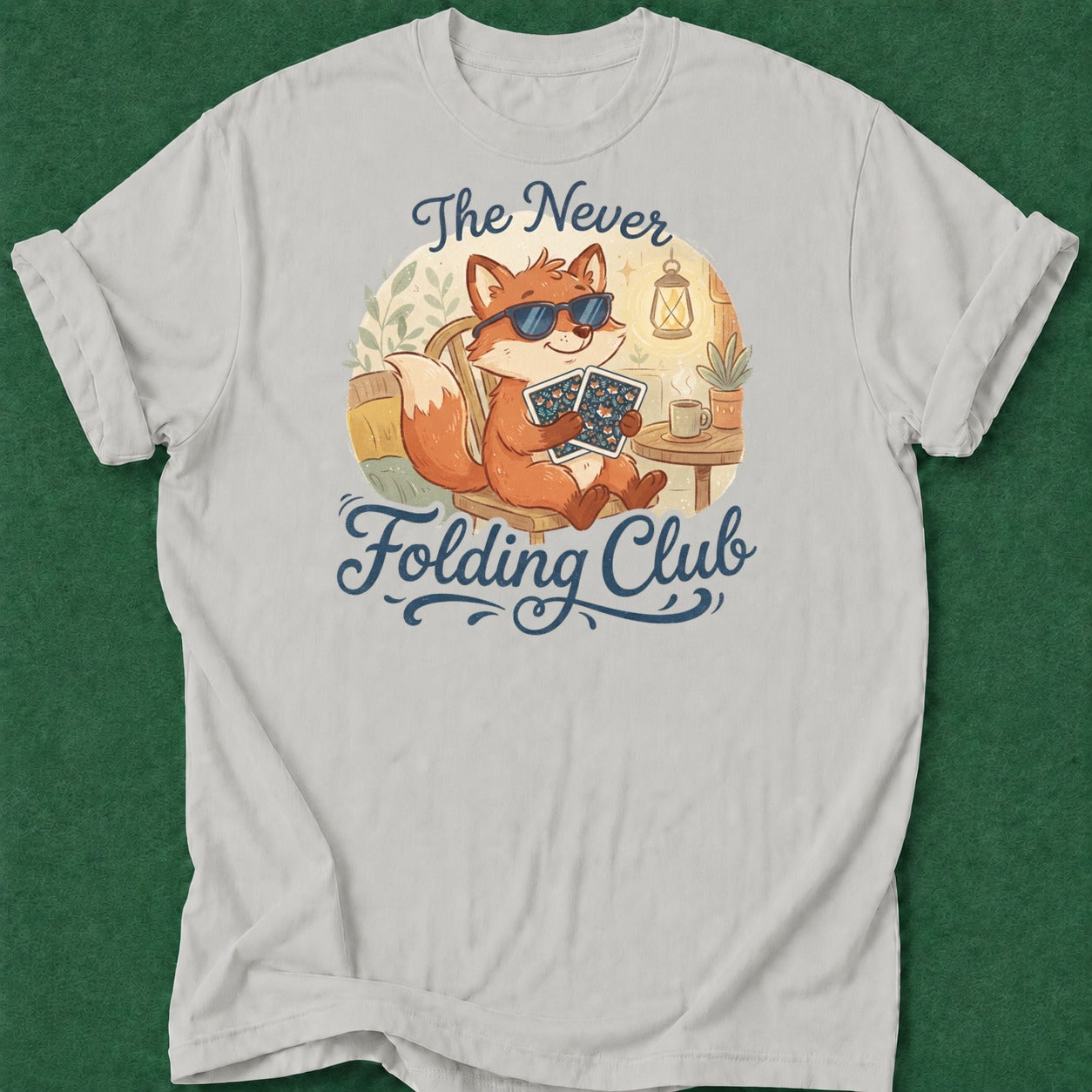 Dead Read Never Folding T-Shirt poker t-shirt design, bluff read, high stakes, GTO, female poker player apparel