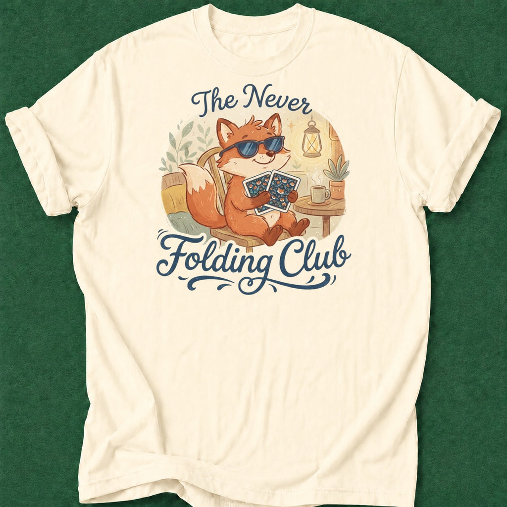 Dead Read Never Folding T-Shirt poker t-shirt design, bluff read, high stakes, GTO, female poker player apparel