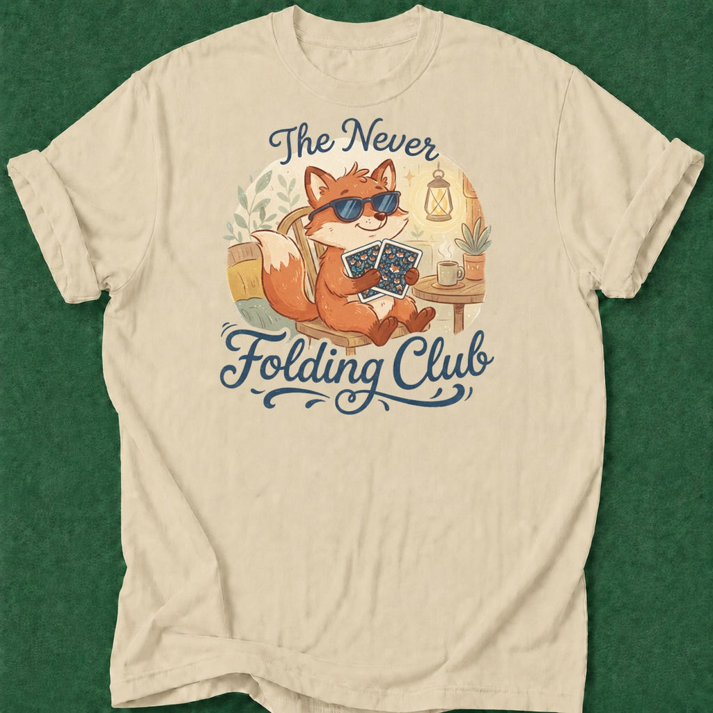Dead Read Never Folding T-Shirt poker t-shirt design, bluff read, high stakes, GTO, female poker player apparel