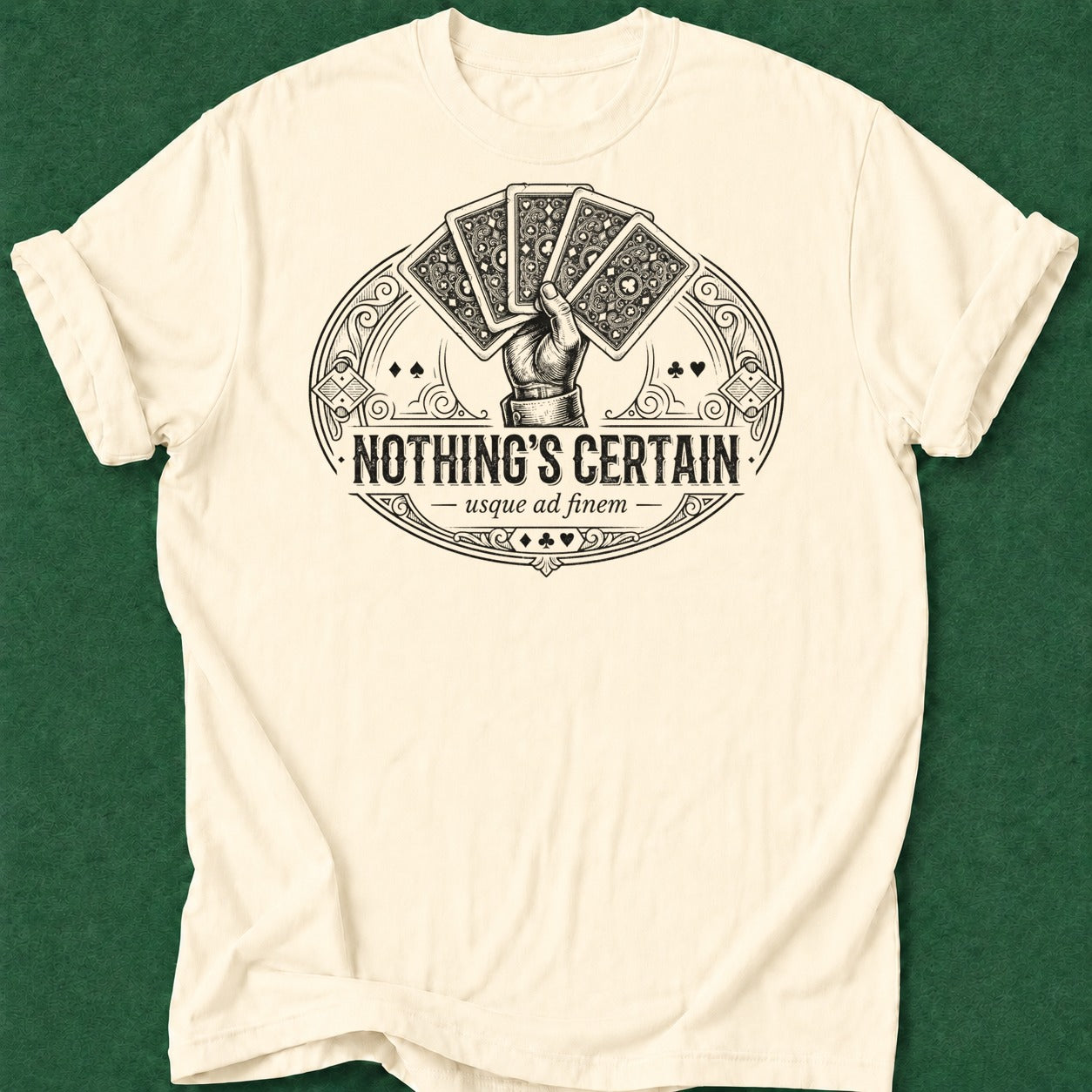 Dead Read Nothing's Certain T-Shirt poker t-shirt design, range, table talk, card shark, tournament poker apparel
