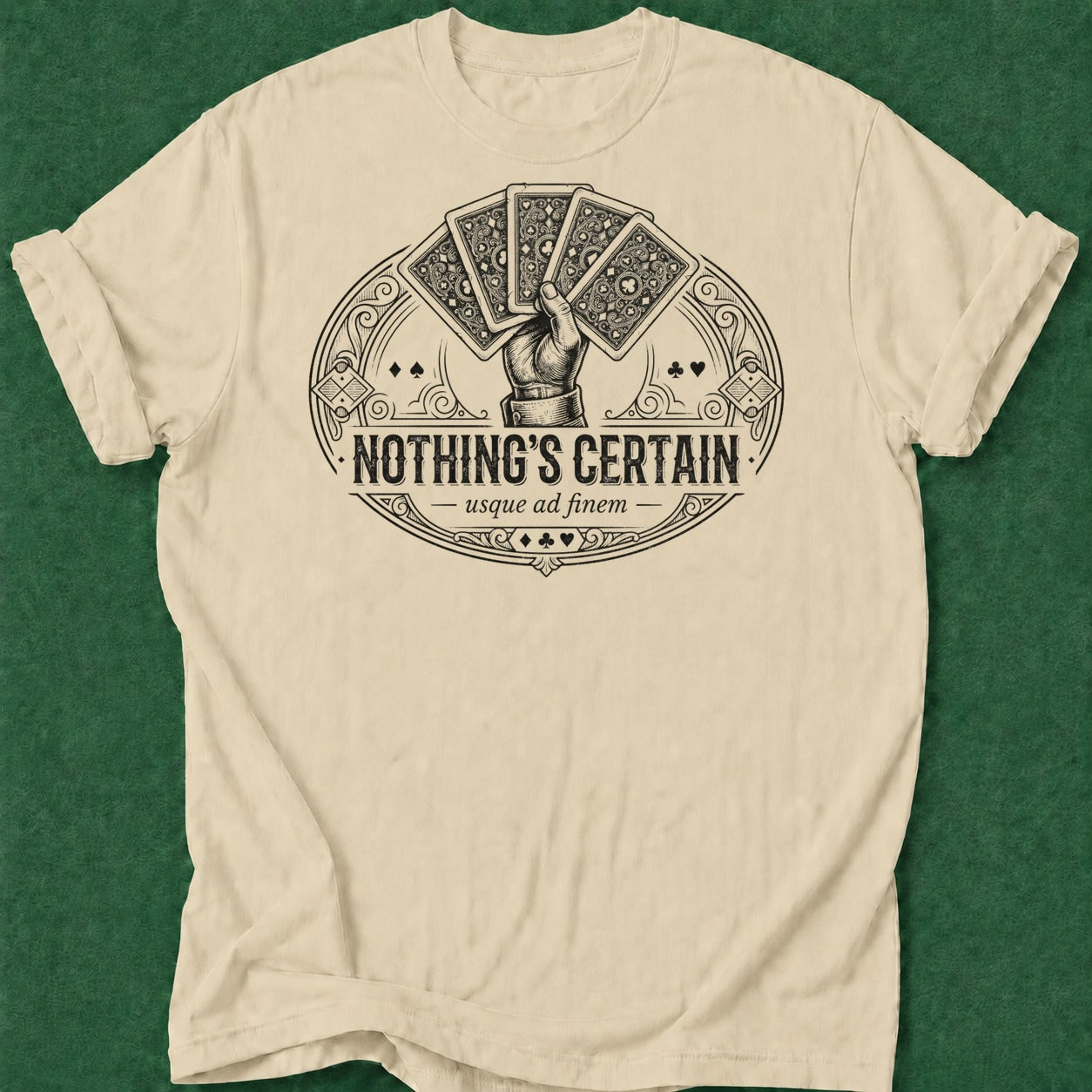 Dead Read Nothing's Certain T-Shirt poker t-shirt design, range, table talk, card shark, tournament poker apparel