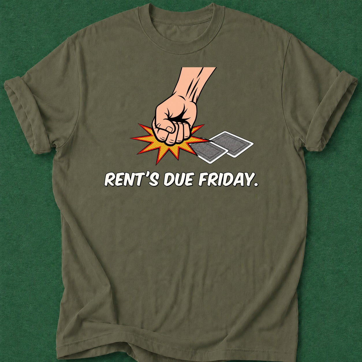Dead Read Rent's Due T-Shirt poker t-shirt design, high stakes, vegas trip, poker apparel, fortune apparel