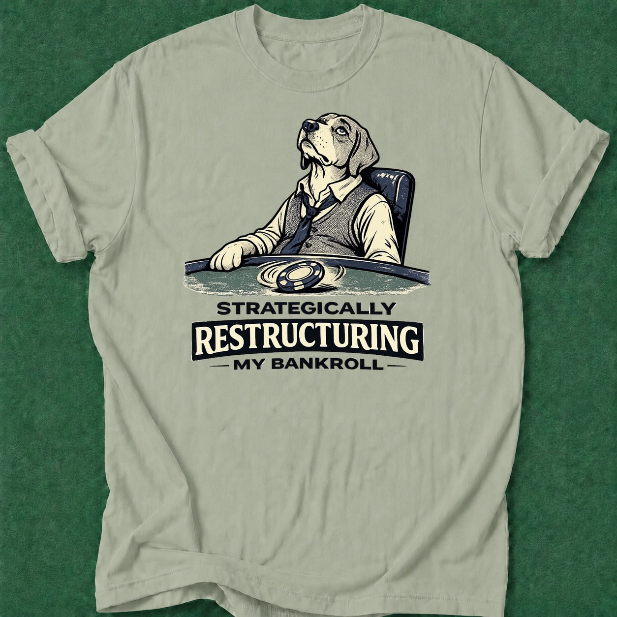 Dead Read Restructuring Bankroll T-Shirt poker t-shirt design, river card, cash game, grinder, chip stack apparel