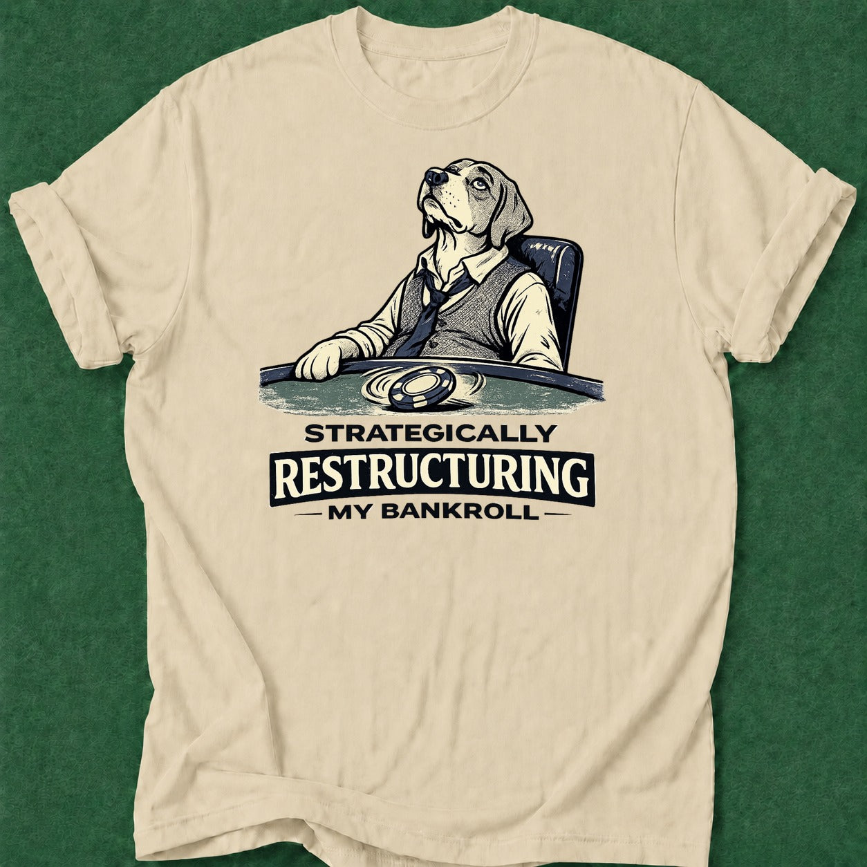 Dead Read Restructuring Bankroll T-Shirt poker t-shirt design, river card, cash game, grinder, chip stack apparel