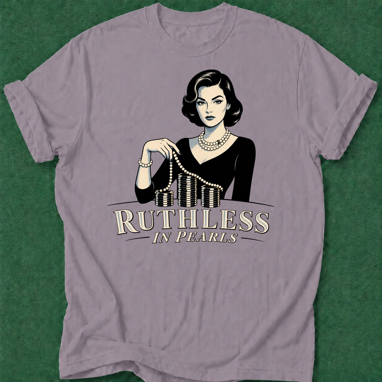 Dead Read Ruthless in Pearls T-Shirt poker t-shirt design, poker night, casino night, poker intuition, bluff read apparel