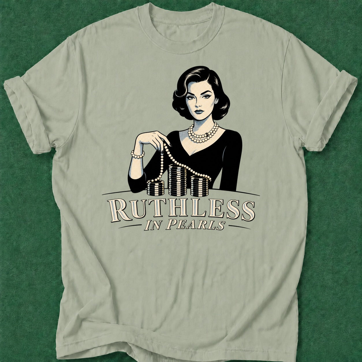 Dead Read Ruthless in Pearls T-Shirt poker t-shirt design, poker night, casino night, poker intuition, bluff read apparel