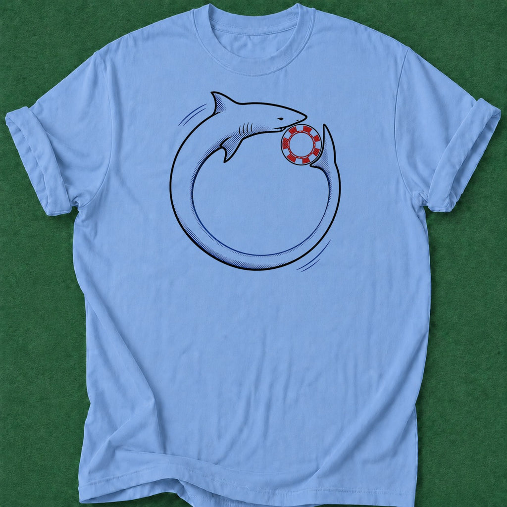 Dead Read Shark Circling T-Shirt poker t-shirt design, home game, poker humor, female poker player, table talk apparel