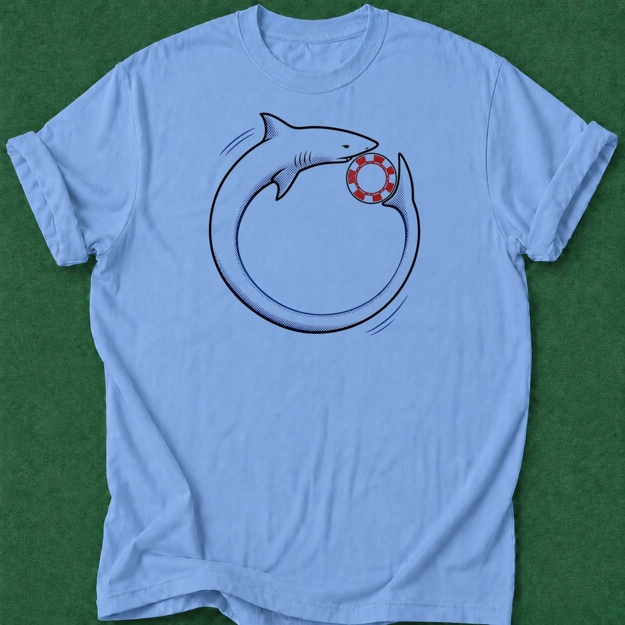 Dead Read Shark Circling T-Shirt poker t-shirt design, home game, poker humor, female poker player, table talk apparel