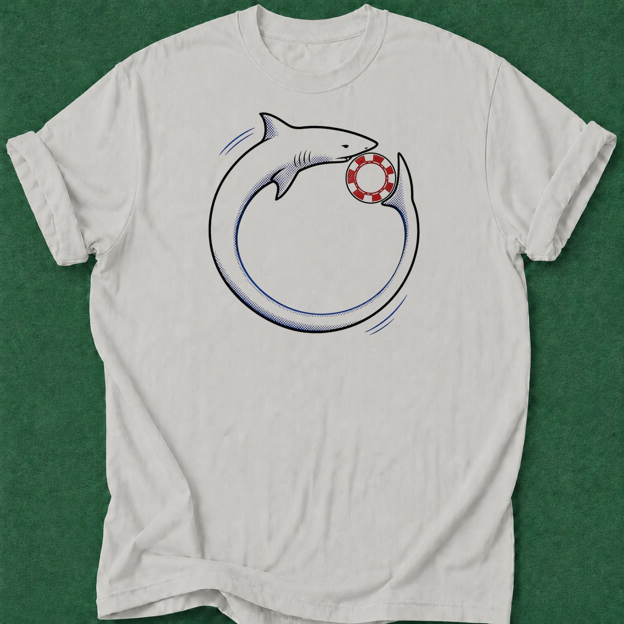 Dead Read Shark Circling T-Shirt poker t-shirt design, home game, poker humor, female poker player, table talk apparel