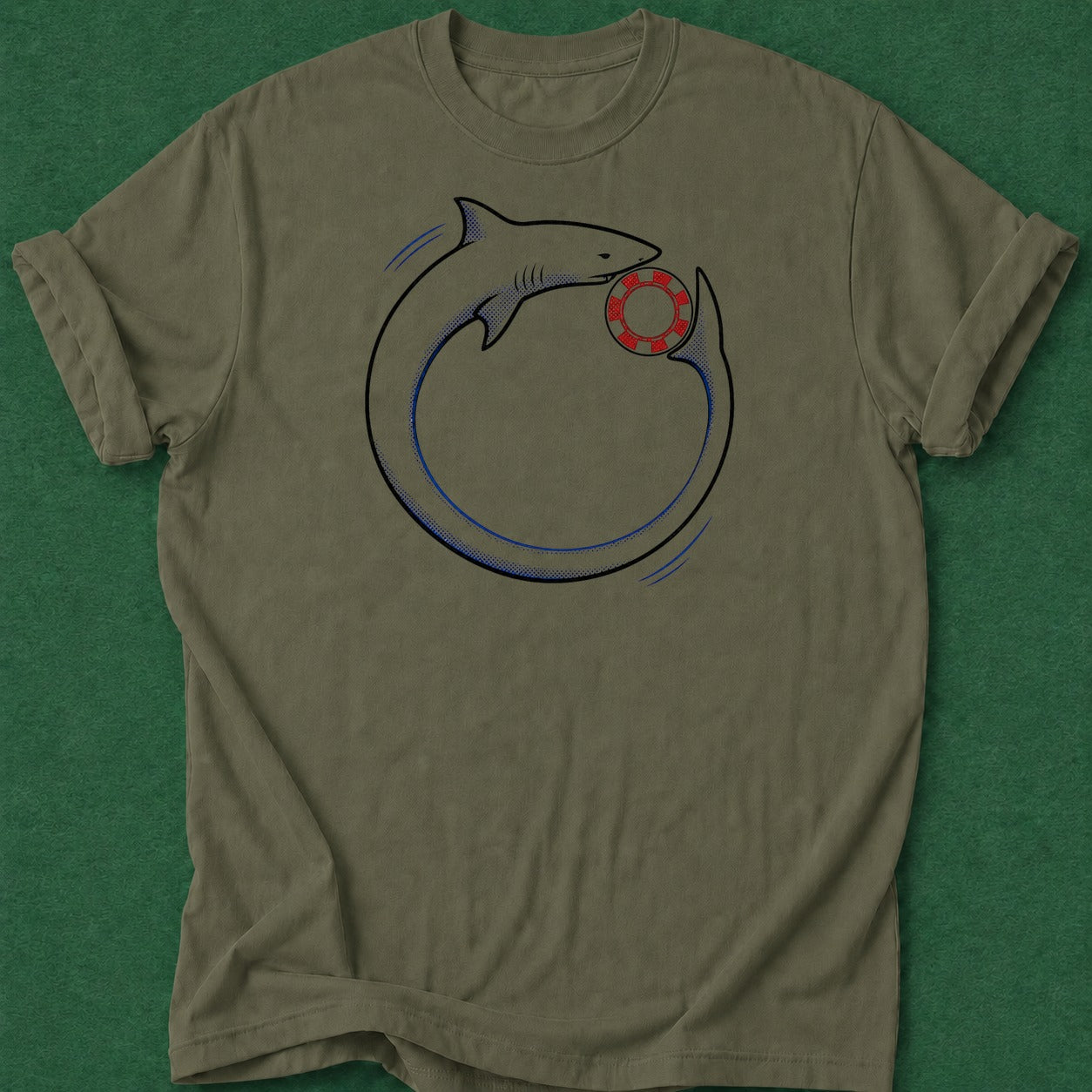 Dead Read Shark Circling T-Shirt poker t-shirt design, home game, poker humor, female poker player, table talk apparel