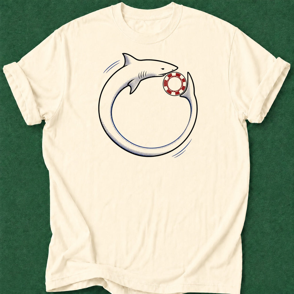 Dead Read Shark Circling T-Shirt poker t-shirt design, home game, poker humor, female poker player, table talk apparel